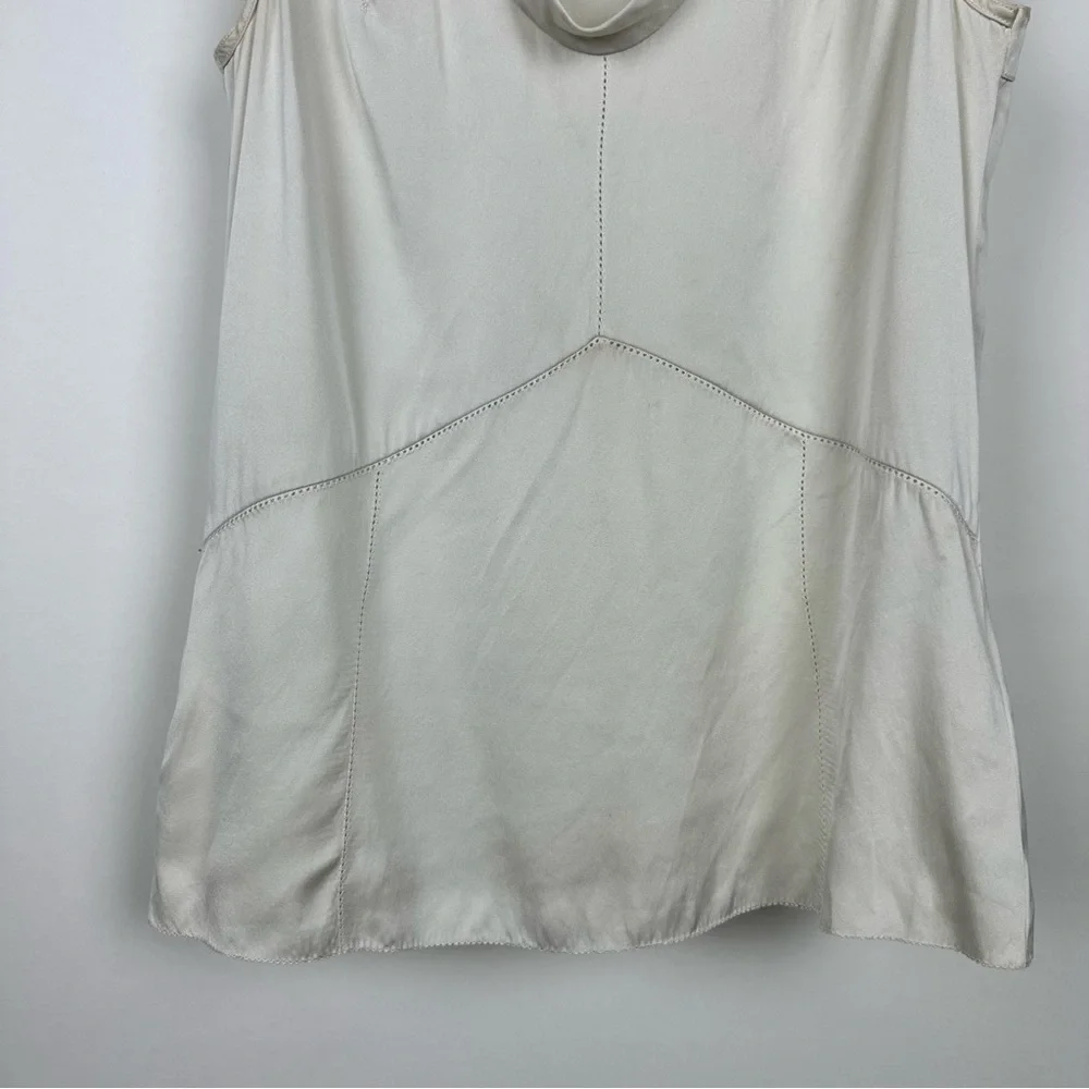 TORY BURCH Jasmine 100% Silk Shell Cow Neck Tank Top Ivory Cream